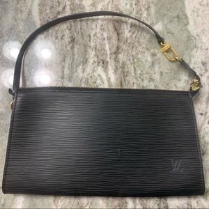 Authentic Louis Vuitton Pochette Accessories Black Epi Leather Bag